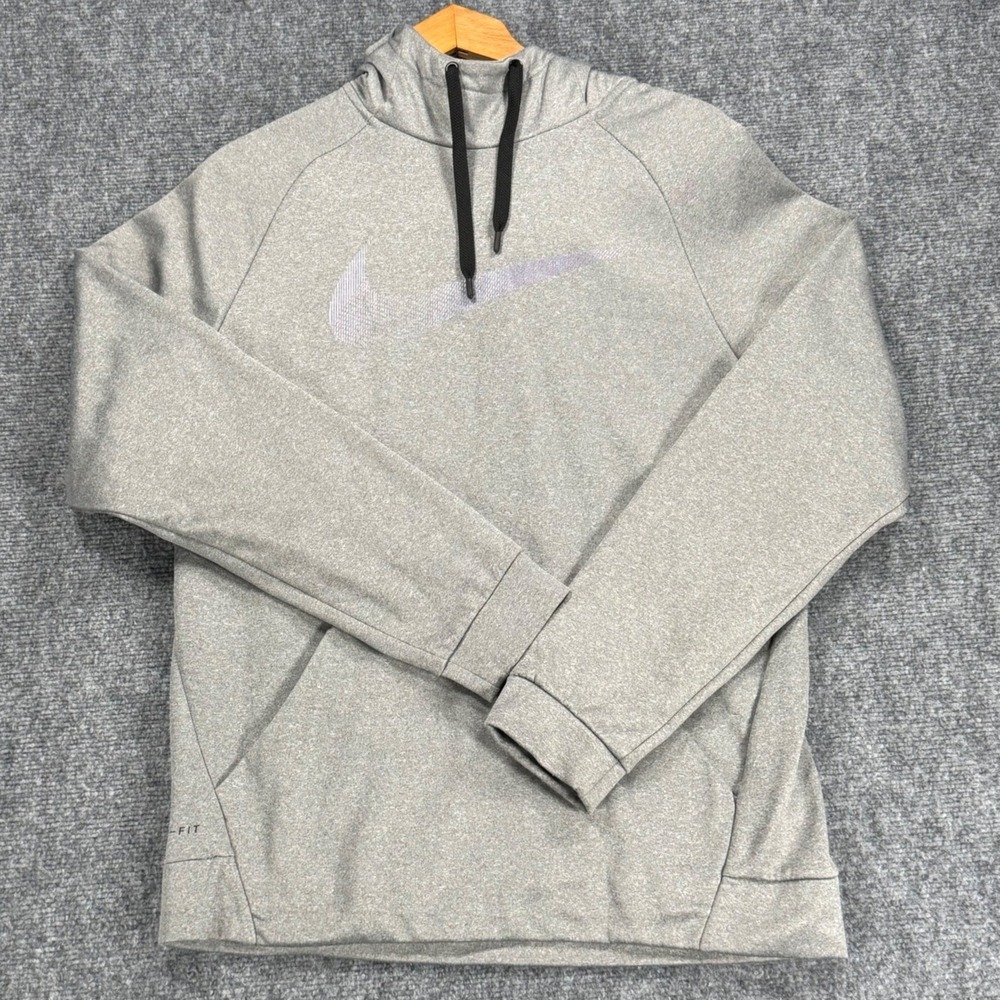 Nike Dri-FIT Men's Medium Gray Iridescent Swoosh Pullover Hoodie